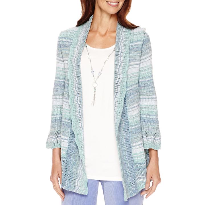 Alfred Dunner Aurora Borealis 3/4-sleeve Layered Sweater