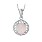 Lab-created Opal Filigree Sterling Silver Pendant Necklace