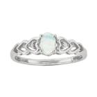 Womens Diamond Accent Lab Created Opal White Sterling Silver Delicate Ring