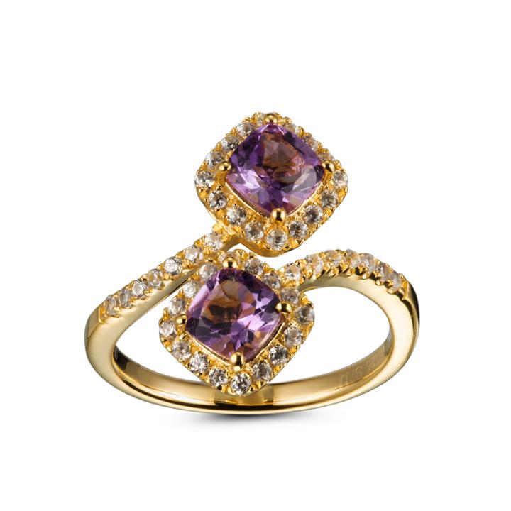 Womens Purple Amethyst 14k Gold Over Silver Bypass Ring