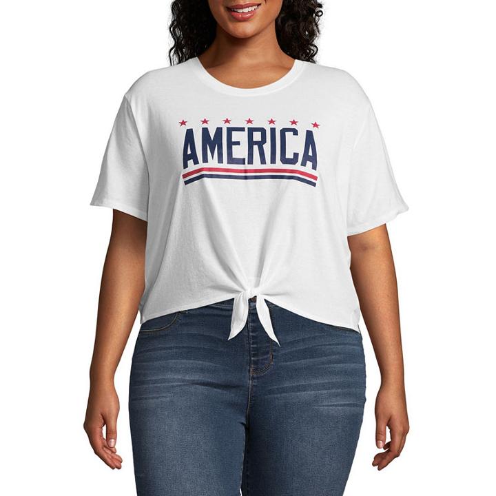 City Streets America Tie Front Tee - Juniors Plus
