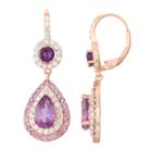 Genuine Amethyst & Lab Created White Sapphire 14k Rose Gold Over Silver Earrings