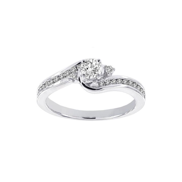 Lumastar 1/2 Ct. T.w. Diamond 14k White Gold 3-stone Bypass Bridal Ring