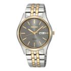 Seiko Mens Gray Dial Two-tone Stainless Steel Solar Watch Sne042