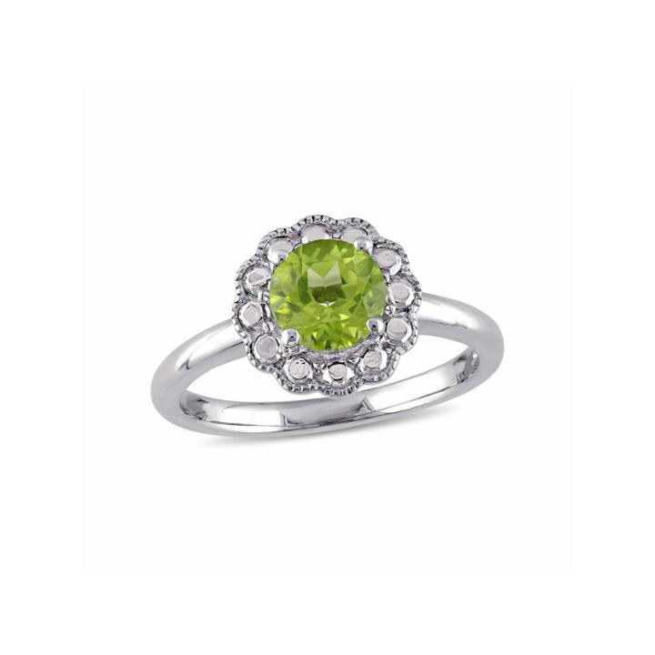 Womens Genuine Green Peridot 10k Gold Cocktail Ring