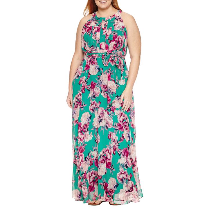 R & K Originals Sleeveless Floral Maxi Dress-plus