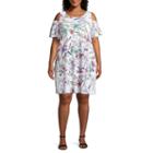 Studio 1 Short Sleeve Floral Shift Dress-plus