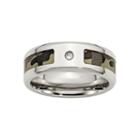 Mens Cubic Zirconia Two Tone Stainless Steel Wedding Band