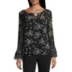 Alyx Long Sleeve Round Neck Woven Pattern Blouse