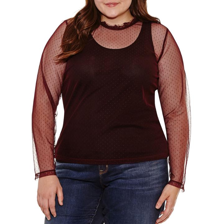 Arizona Long Sleeve Mesh Top- Juniors Plus