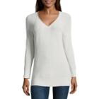 Liz Claiborne 3/4 Sleeve V Neck Pullover Sweater