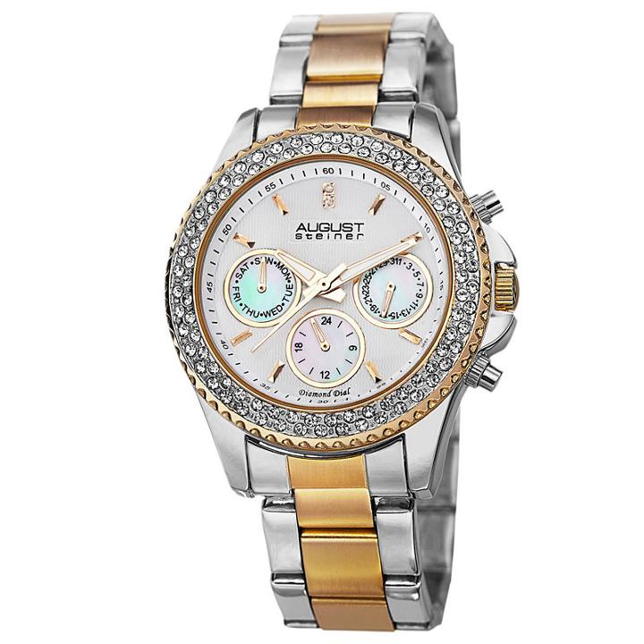 August Steiner Womens Two Tone Strap Watch-as-8100ttg