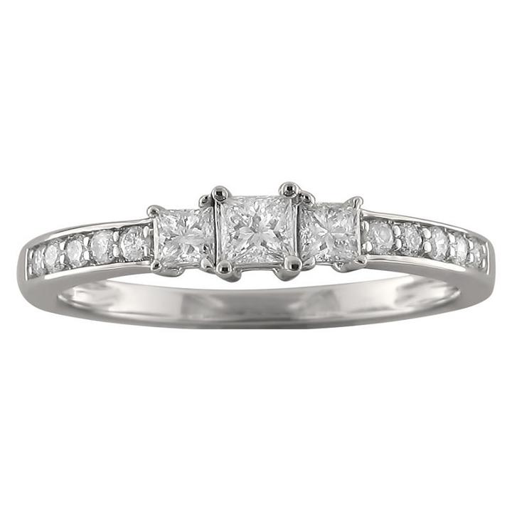 Love Lives Forever Womens 1/2 Ct. T.w. Multi-shape White Diamond 14k Gold 3-stone Ring