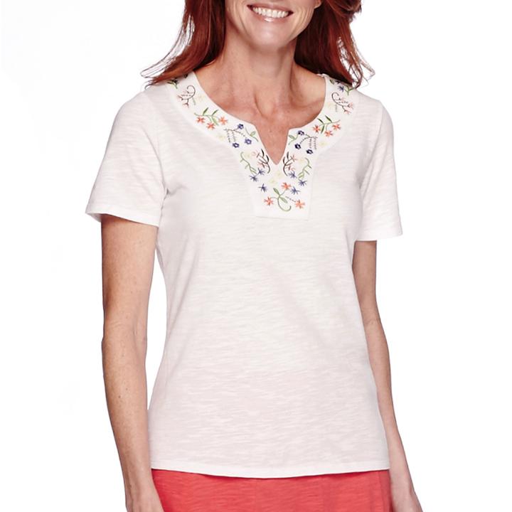 Sag Harbor Bahama Mama Short-sleeve Embroidery Top