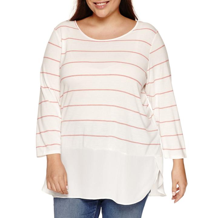 A.n.a 3/4 Sleeve V Neck T-shirt-plus