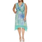 Studio 1 Sleeveless Ruffle Front Fit & Flare Dress-plus