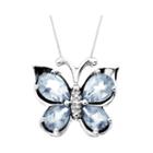 Aquamarine & Diamond-accent Butterfly Pendant Necklace