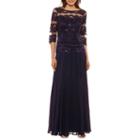 Melrose 3/4 Sleeve Evening Lace Top Gown-petites
