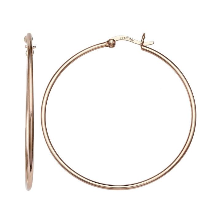 Silver Treasures Rose Over Silver 40mm Hoop Earrings