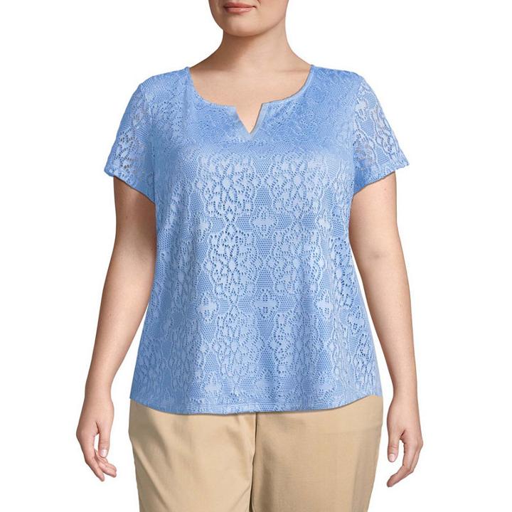 Liz Claiborne Lace Front Tee- Plus