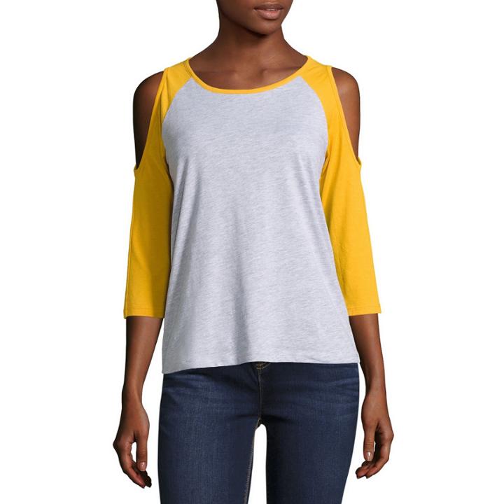 3/4 Sleeve Scoop Neck T-shirt-womens Juniors