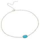 Womens Blue Turquoise 10k Gold Pendant Necklace