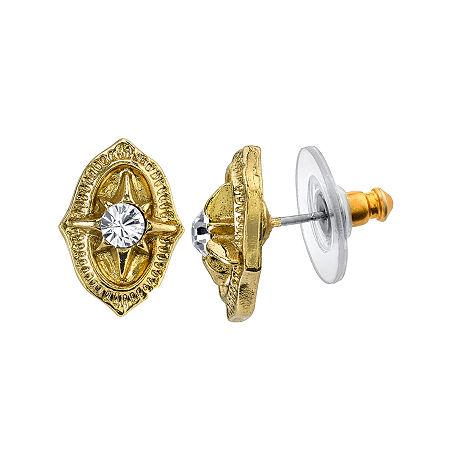 1928 Jewelry Crystal Gold-tone Button Earrings