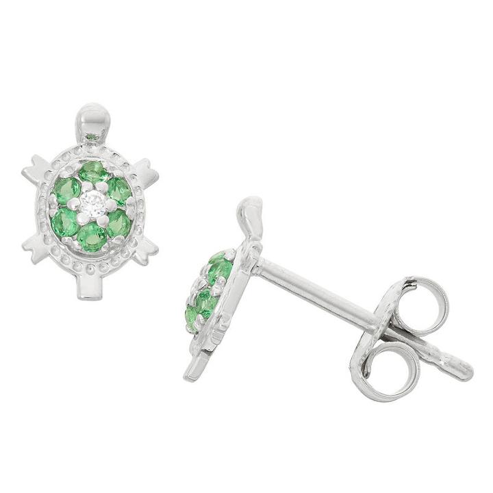 Green Cubic Zirconia 6mm Stud Earrings