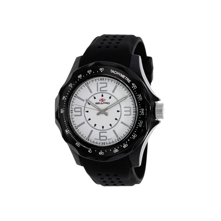 Seapro Dynamite Mens White Dial Black Silicone Strap Watch