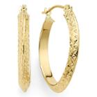 Diamond-cut 14k Yellow Gold 22.95mm Knife-edge Hoop Earrings