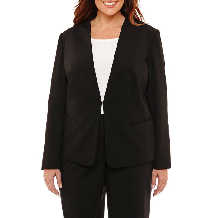 Liz Claiborne Long Sleeve Collarless Suiting Jacket-plus