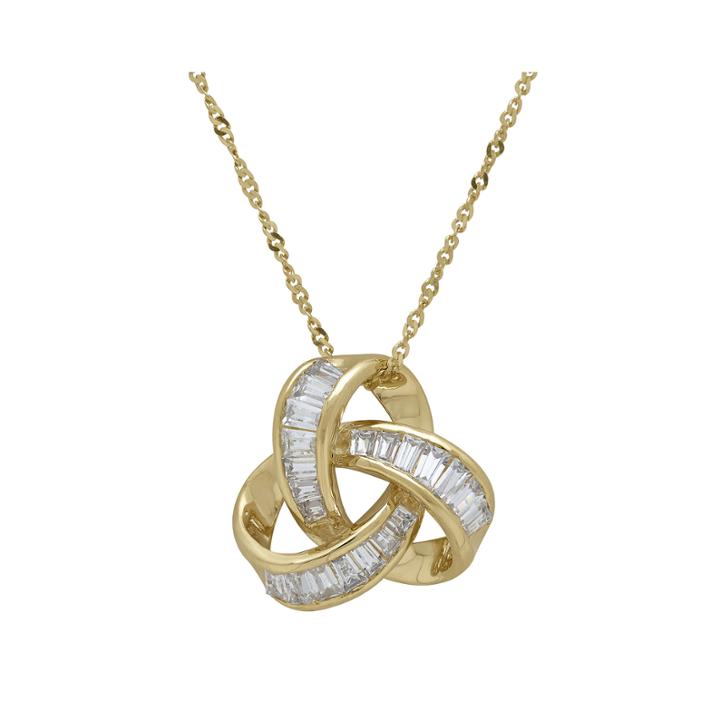 Cubic Zirconia 14k Gold Over Silver Knot Pendant Necklace