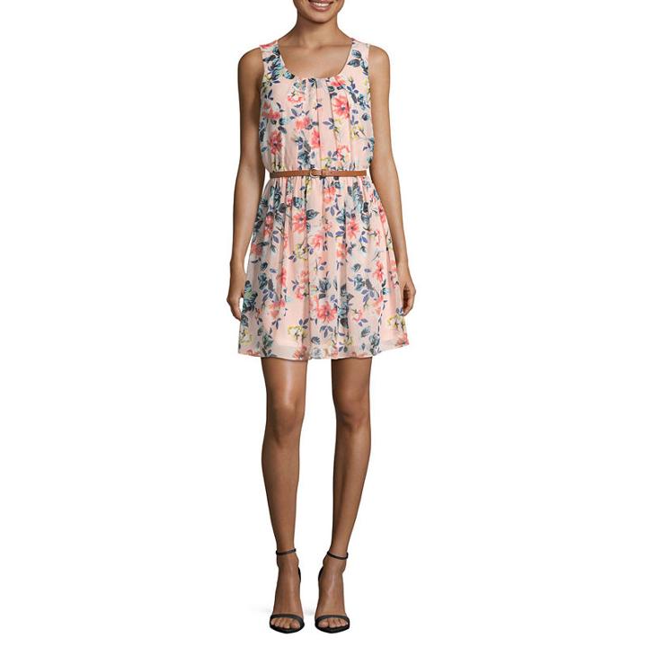By & By Sleeveless Floral Fit & Flare Dress-juniors