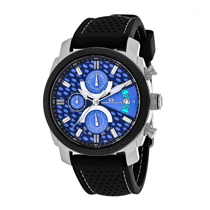 Oceanaut Kryptonite Mens Blue & Black Rubber Strap Watch