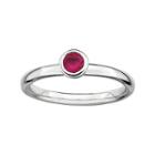 Personally Stackable 4mm Round Lab-created Ruby Ring