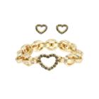 Worthington Gold-tone Pav Crystal Frontal Necklace And Earring Set