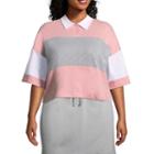 Flirtitude Short Sleeve Collar Neck T-shirt-womens Juniors Plus