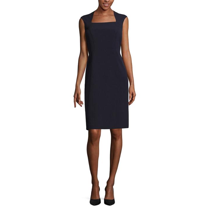 Black Label By Evan-picone Sleeveless Square Neck Sheath