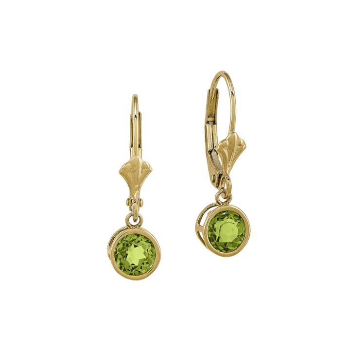 Genuine Peridot 14k White Gold Round Leverback Earrings
