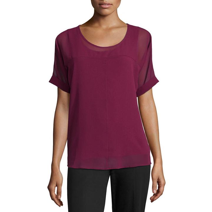 Worthington Lace Back Short Sleeve Top