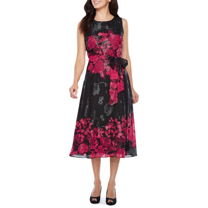 Perceptions Sleeveless Lace Floral Fit & Flare Dress