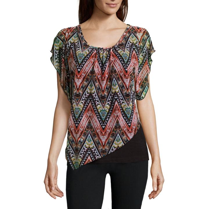 Alyx Short-sleeve Asymmetrical Knit Popover Top