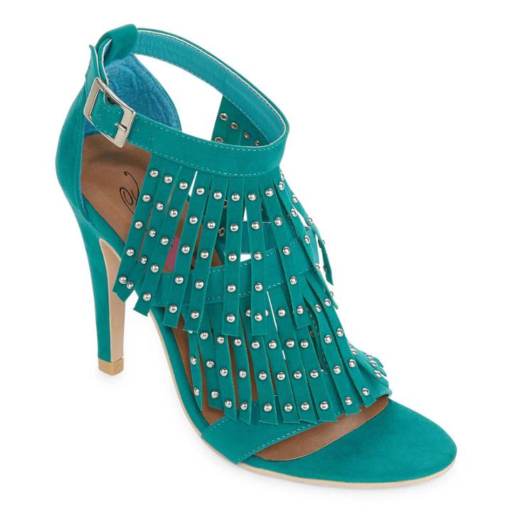 First Love Lantern Studded Fringe Sandal Pumps