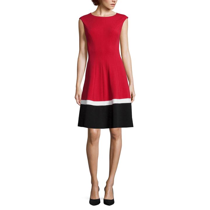 Studio 1 Sleeveless Colorblock Fit-and-flare Dress