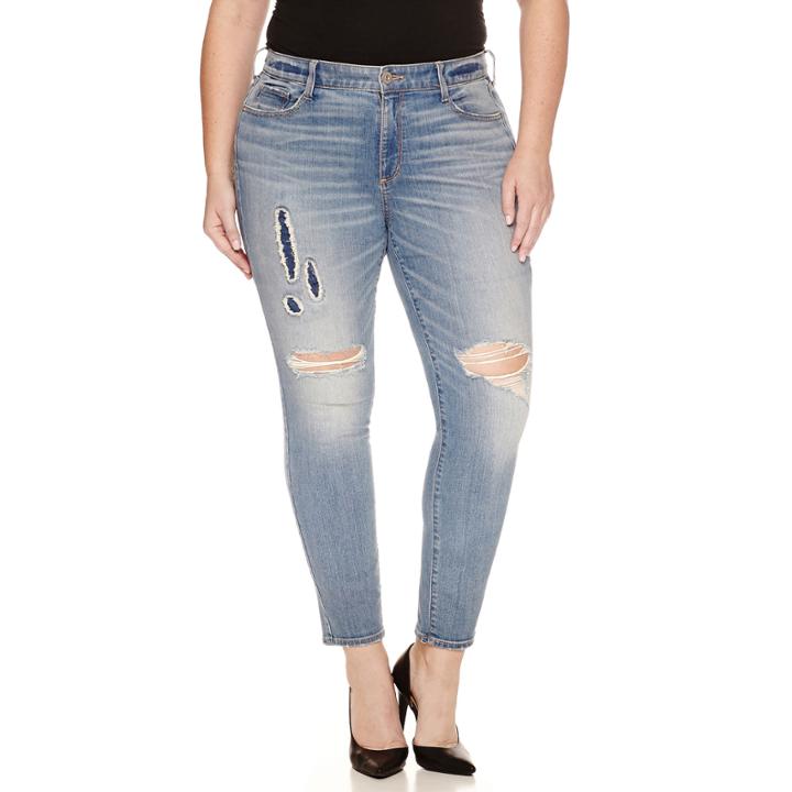 Arizona High-rise Destructed Super-skinny Jeans - Juniors Plus