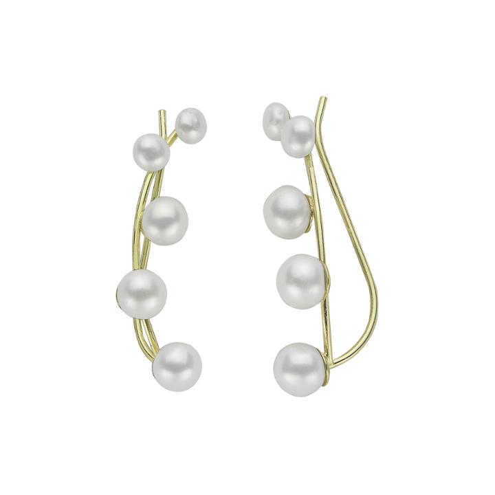 Cultured Freshwater Pearl And 14k Yellow Gold Crawler Earrings