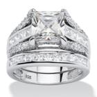 Diamonart Womens 3 1/4 Ct. T.w. Princess White Cubic Zirconia Engagement Ring