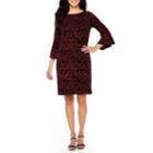 Jessica Howard Long Sleeve Scroll Shift Dress