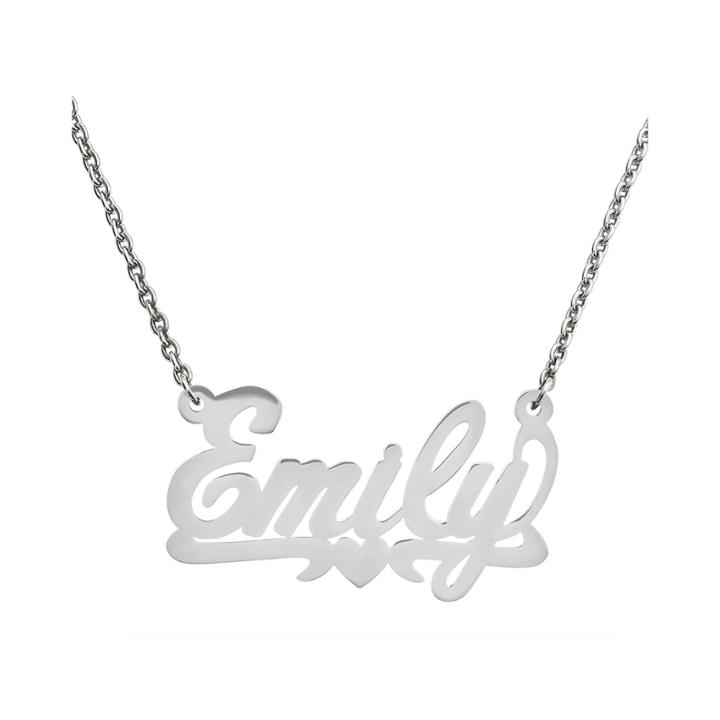 Personalized 20x34mm Polished Heart Name Necklace