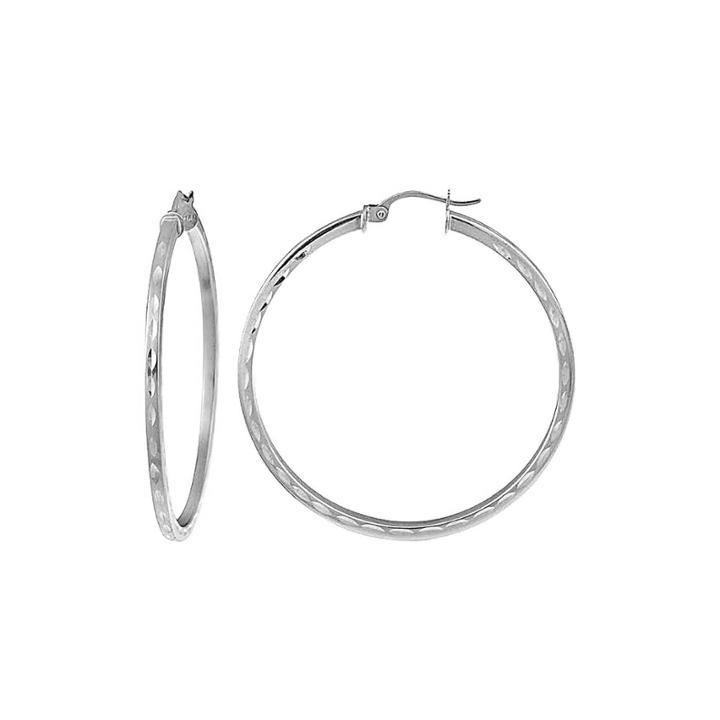 Silver Reflections&trade; Sterling Silver 40mm Pattern Hoop Earrings